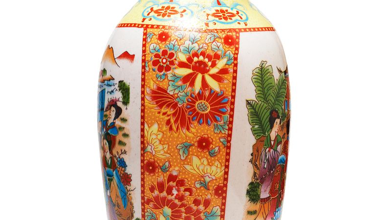 红色釉陶瓷花瓶 家居客厅摆件